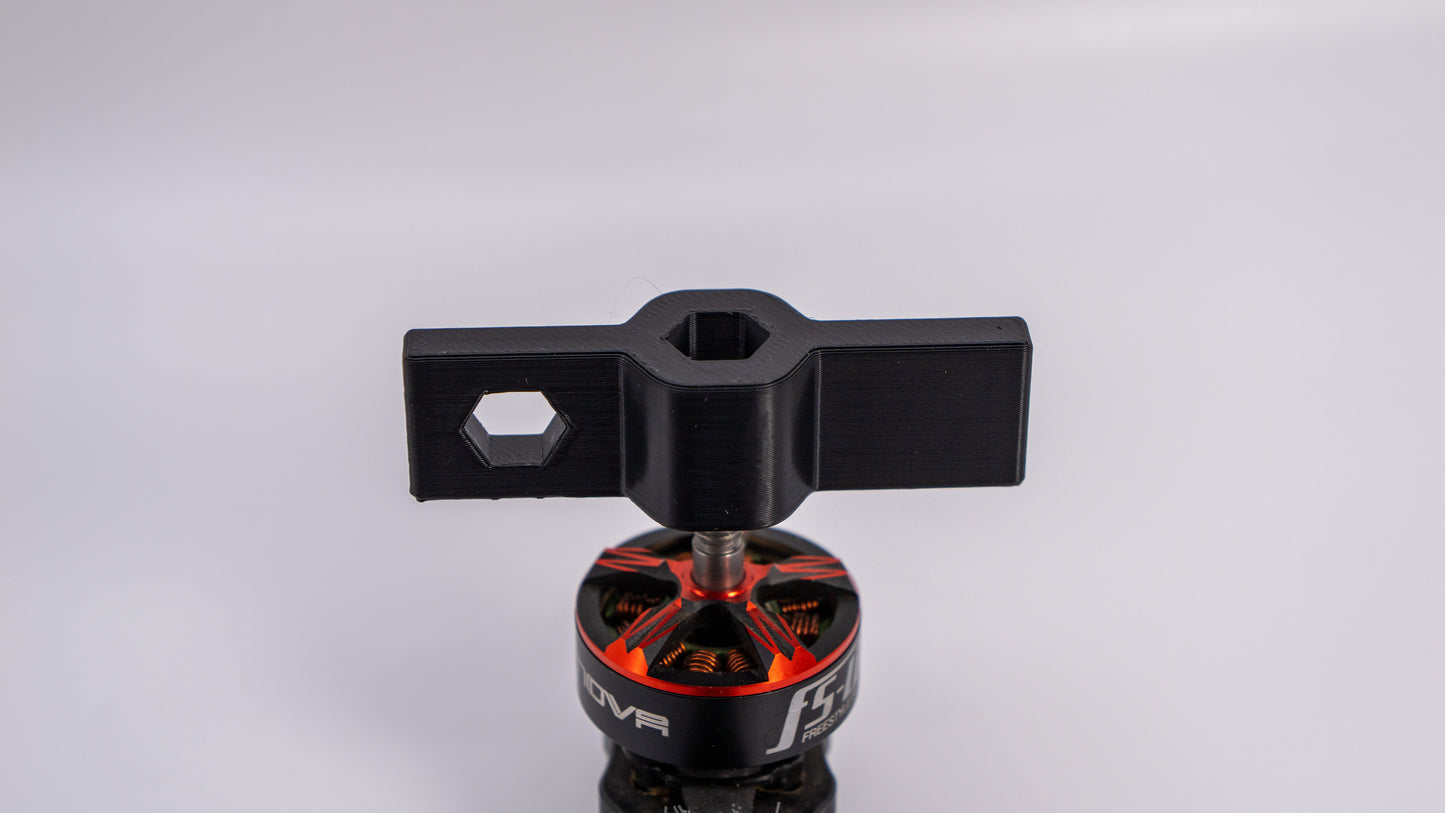 FPV Prop Removal Tool – Compact 3D Printed PETG Wrench with Spare M5 Nut Storage